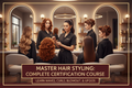 Professional hairstylist demonstrating complete hair styling techniques in a modern salon